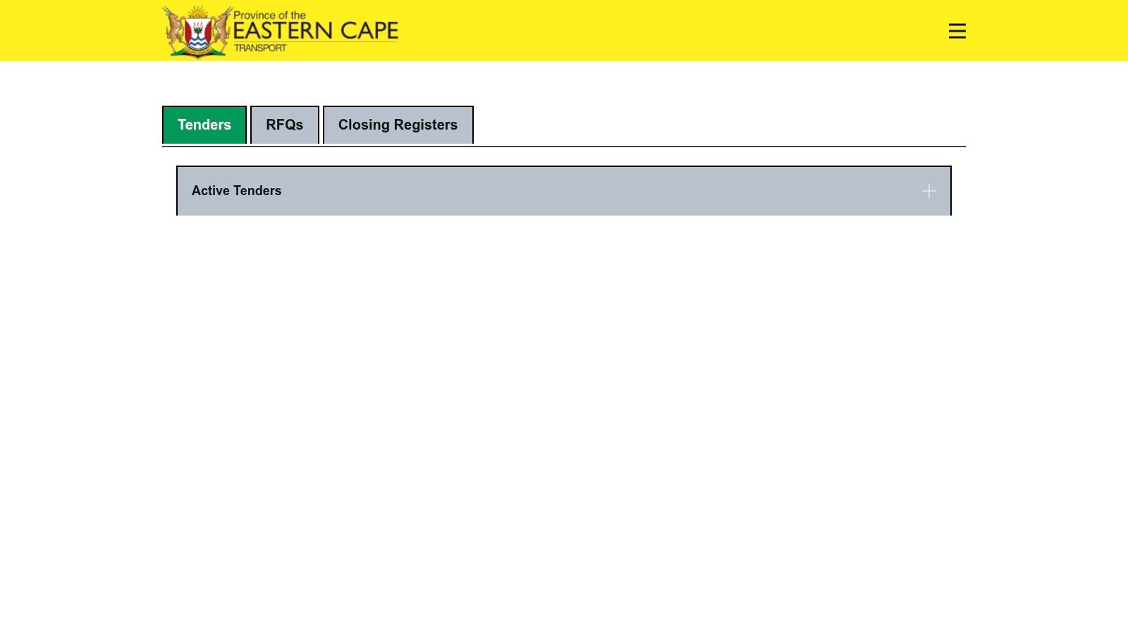 Eastern Cape Department of Transport Tenders