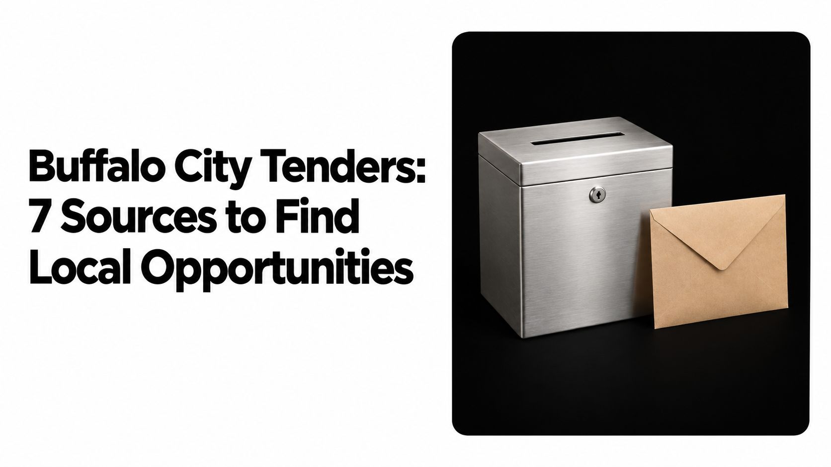Tender box and envelope beside the Buffalo City tenders guide title